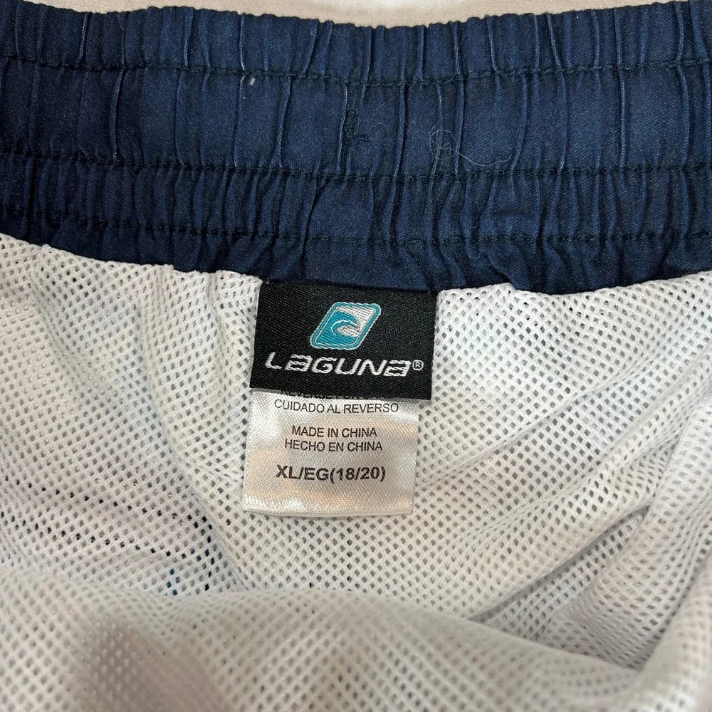 Laguna Boys XL 18/20 Blue Floral Baja Stripe Swim Trunks UPF 50 NWT